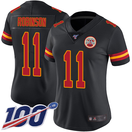 Women Kansas City Chiefs 11 Robinson Demarcus Limited Black Rush Vapor Untouchable 100th Season Football Nike NFL Jersey